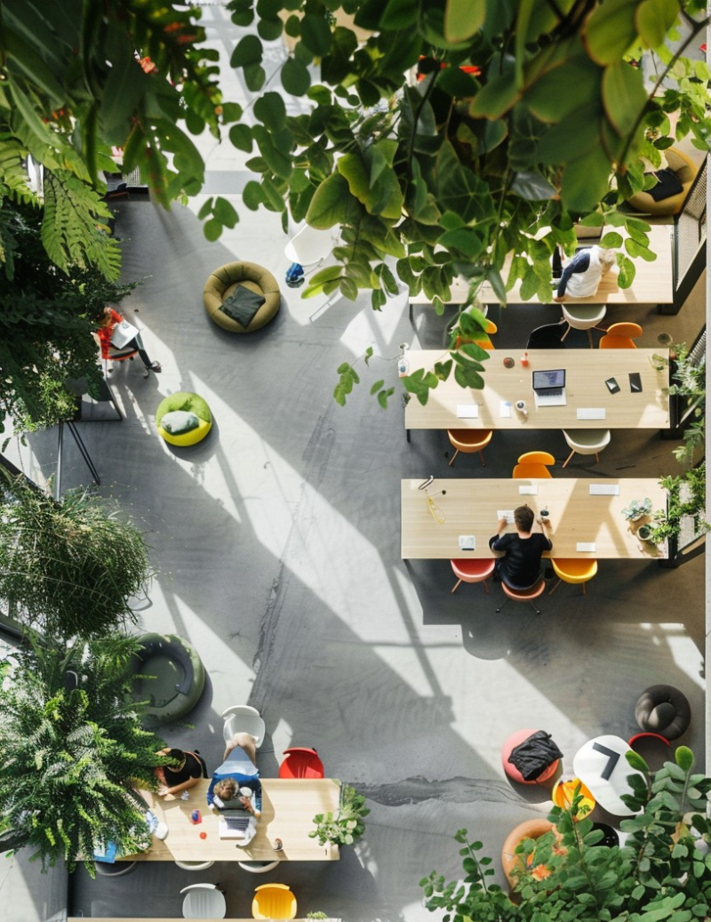 Leafy office environment Leafy office environment