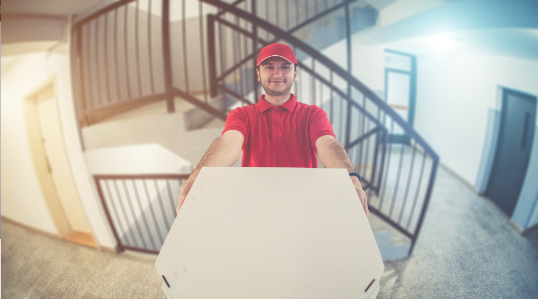 Delivery man front of door security